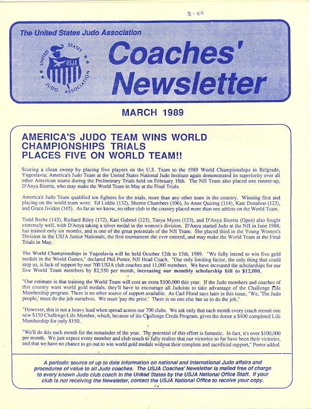 03/89 USJA Coach Newsletter